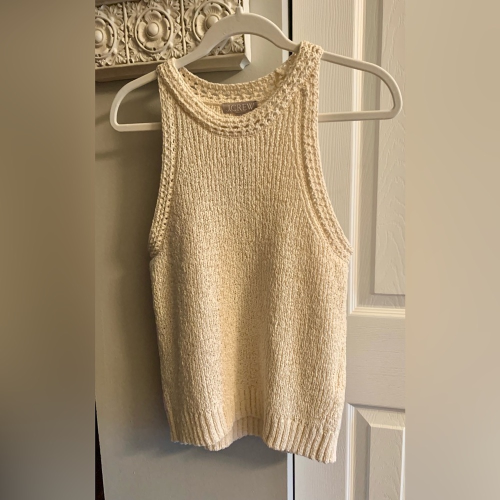 J. Crew Cream Knit Sleeveless Crewneck Sweater Tank